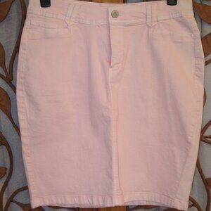 Rose/Pastel Pink Stretch denim Skirt, size 14